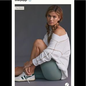 Anthropologie White Off-Shoulder Sweatshirt